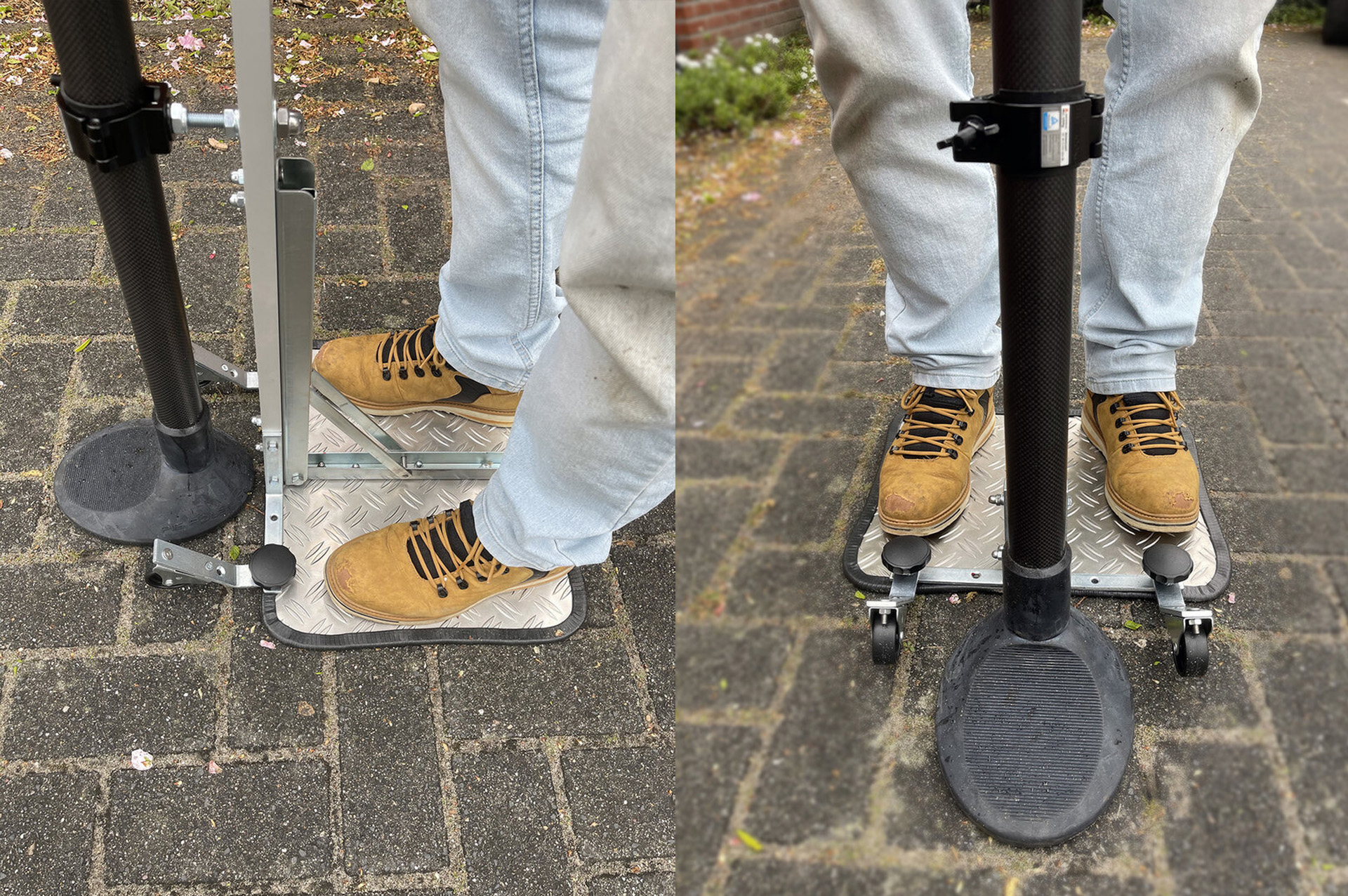 Die klappbare Aluminiumplattform, um den Picpole Fotomast stabil zu halten